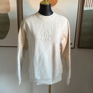 Adele “Hello It’s Me” Cream Crewneck Sweater with Ribbed Cuffs